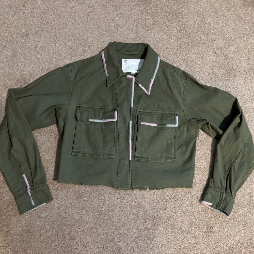 ⭐️ Anthropologie Pilcro Olive Green Cropped Jacket Women’s Size XS